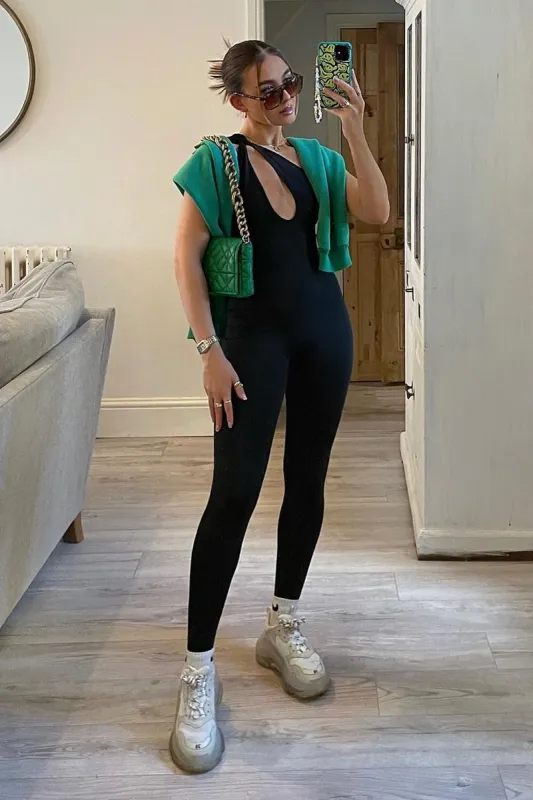 Black Knot Strap Slinky Jumpsuit - Imani sold by Rebellious Fashion