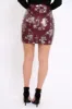 Wine Floral PU Skirt - Iris sold by Rebellious Fashion