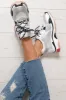 Silver And White Chunky Lace Up Trainers - Thea sold by Rebellious Fashion