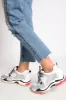 Silver And White Chunky Lace Up Trainers - Thea sold by Rebellious Fashion