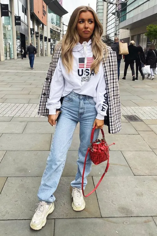 White U.S.A Graphic Printed Hoodie - Jamyla made by Rebellious Fashion