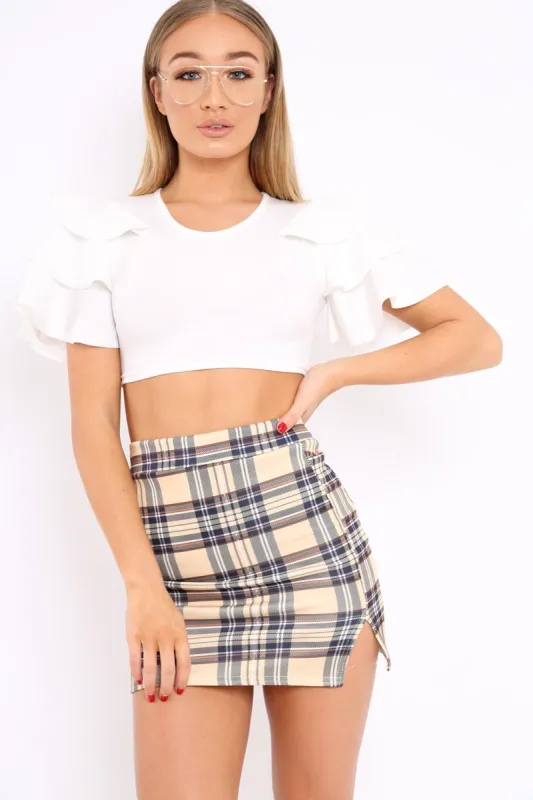 White Crop Top Frill Arms - Jameila sold by Rebellious Fashion