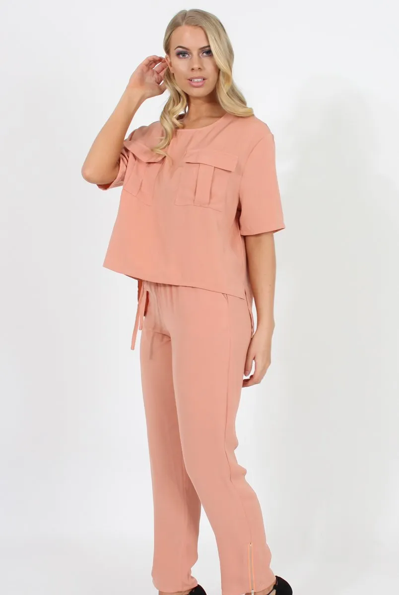 Pink Pocket Front Detail Dipped Hem Trousers - Kem sold by Rebellious Fashion product image thumbnail 3
