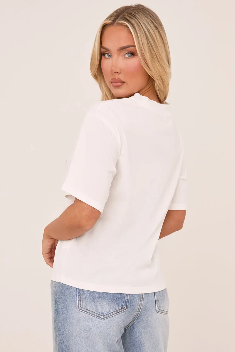 White Oversized Varsity Football Jersey T-shirt - Penelope sold by Rebellious Fashion product image thumbnail 5