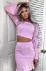 Pink Shirring Detail Bardot Top & Mini Skirt Co-ord Set - Connie sold by Rebellious Fashion