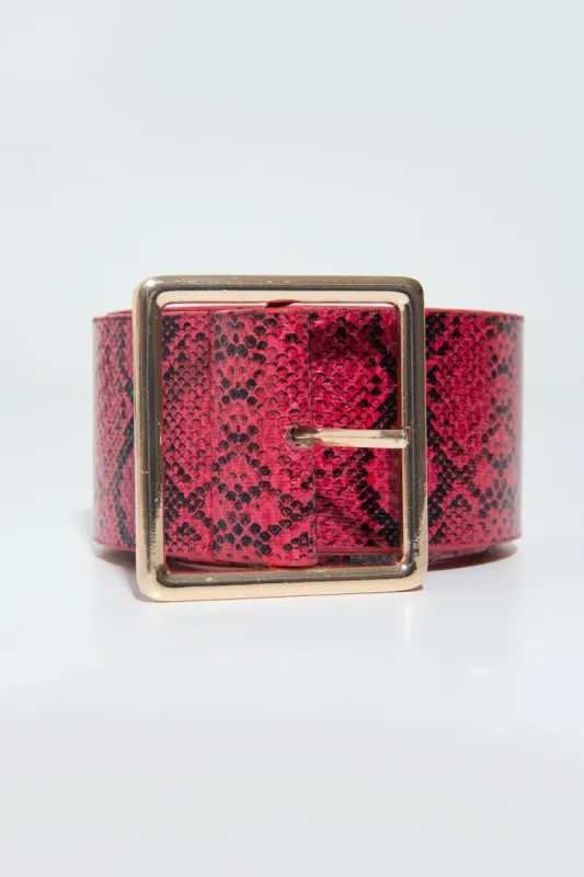 Red Snake Print Wide Belt - Nayelie sold by Rebellious Fashion