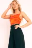 Red Satin Cowl Neck Lace Up Back Crop Top - Kamsi sold by Rebellious Fashion