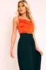 Red Satin Cowl Neck Lace Up Back Crop Top - Kamsi sold by Rebellious Fashion