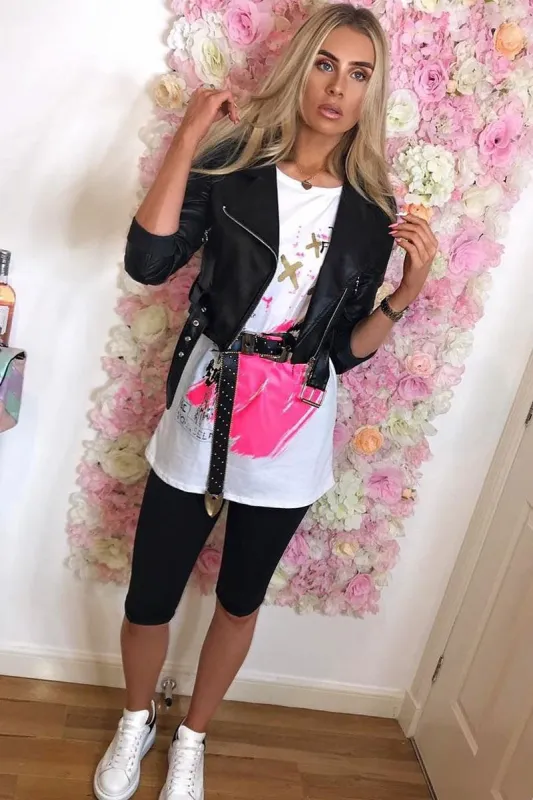 White Printed Slogan Longline T-Shirt - Jaylissa sold by Rebellious Fashion