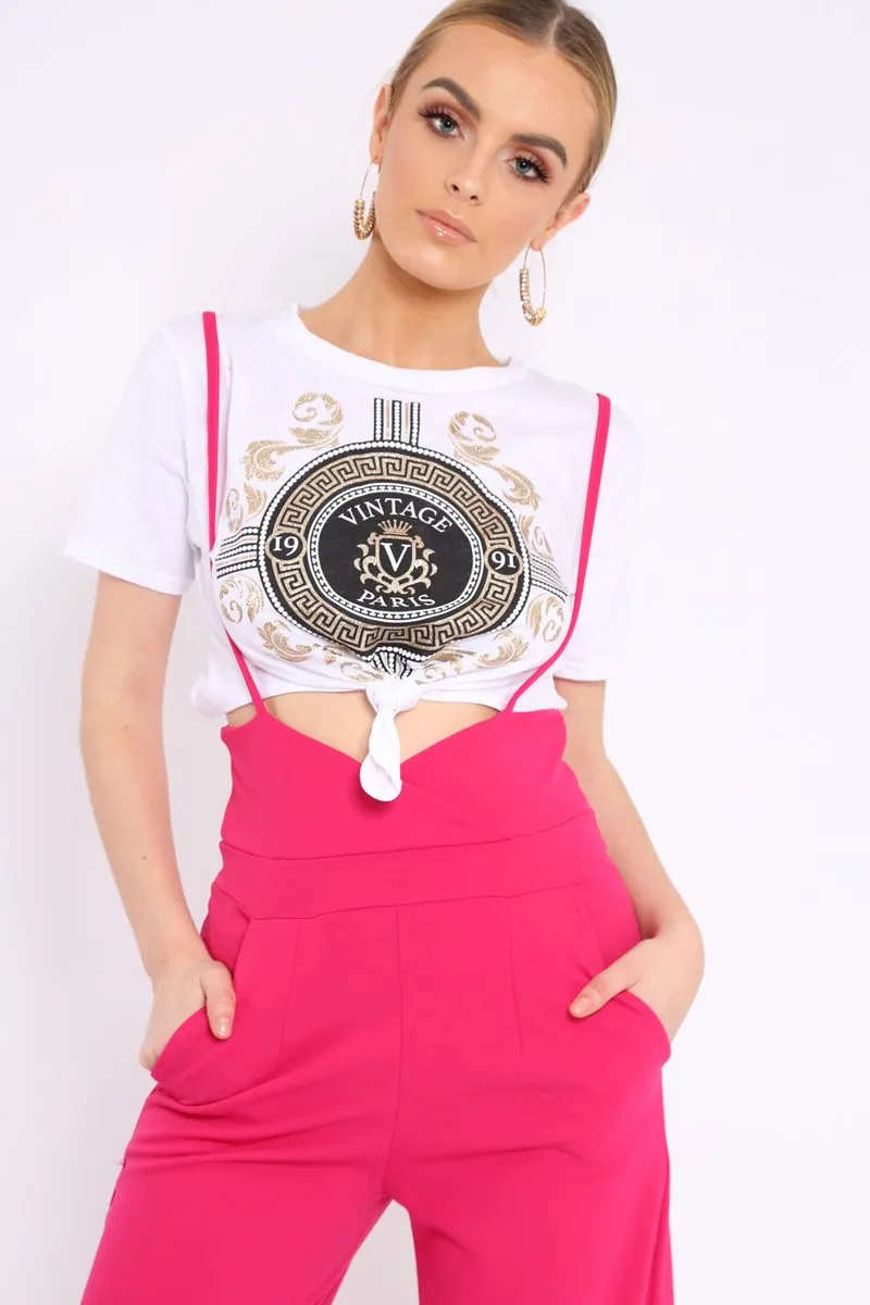 White Vintage Glitter Slogan T-shirt - Jemila sold by Rebellious Fashion