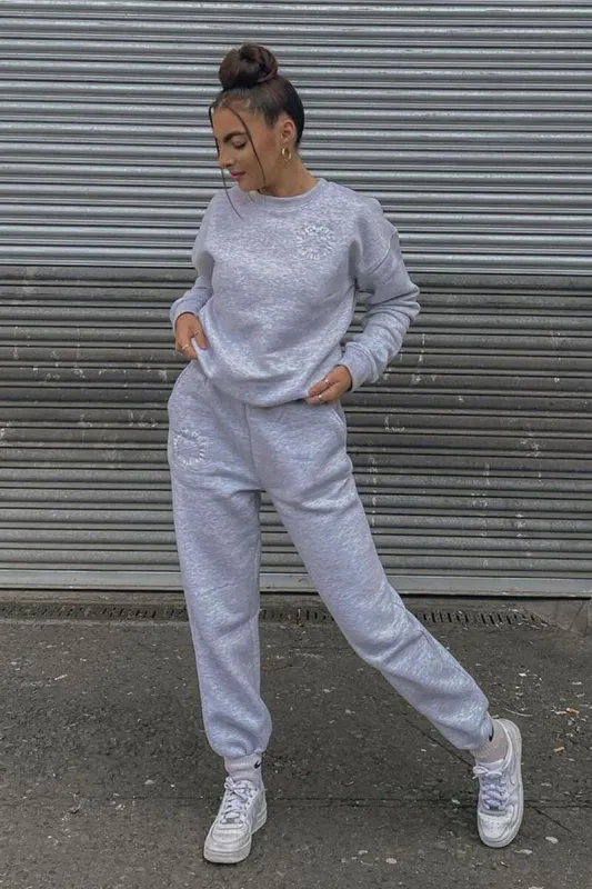 Grey 'Lazy Girls Club' Slogan Joggers - Sahra made by Rebellious Fashion