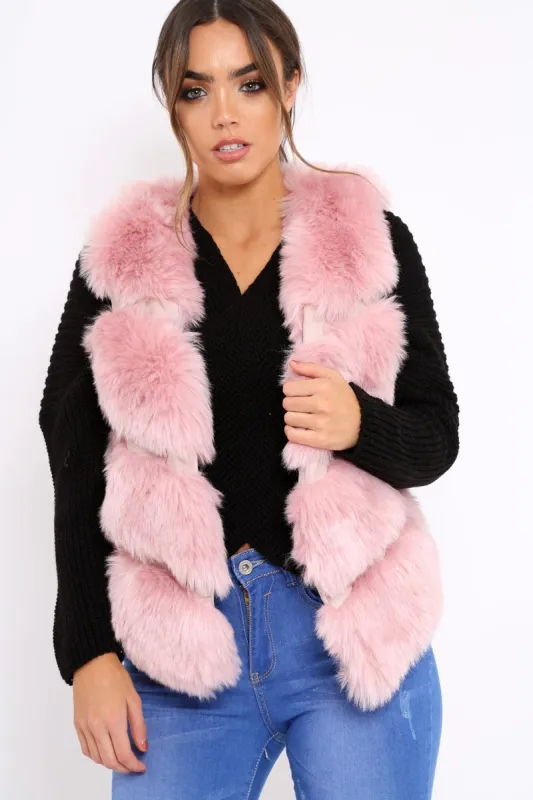 Rose Faux leather and Fur Gilet - Felicia sold by Rebellious Fashion