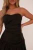 Black Bandeau Puffball Detail Mini Dress - Sussan sold by Rebellious Fashion