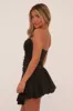 Black Bandeau Puffball Detail Mini Dress - Sussan sold by Rebellious Fashion
