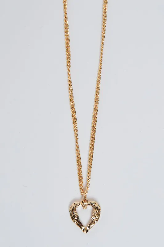 Gold Angel Wings Love Heart Pendant Necklace - Hana sold by Rebellious Fashion