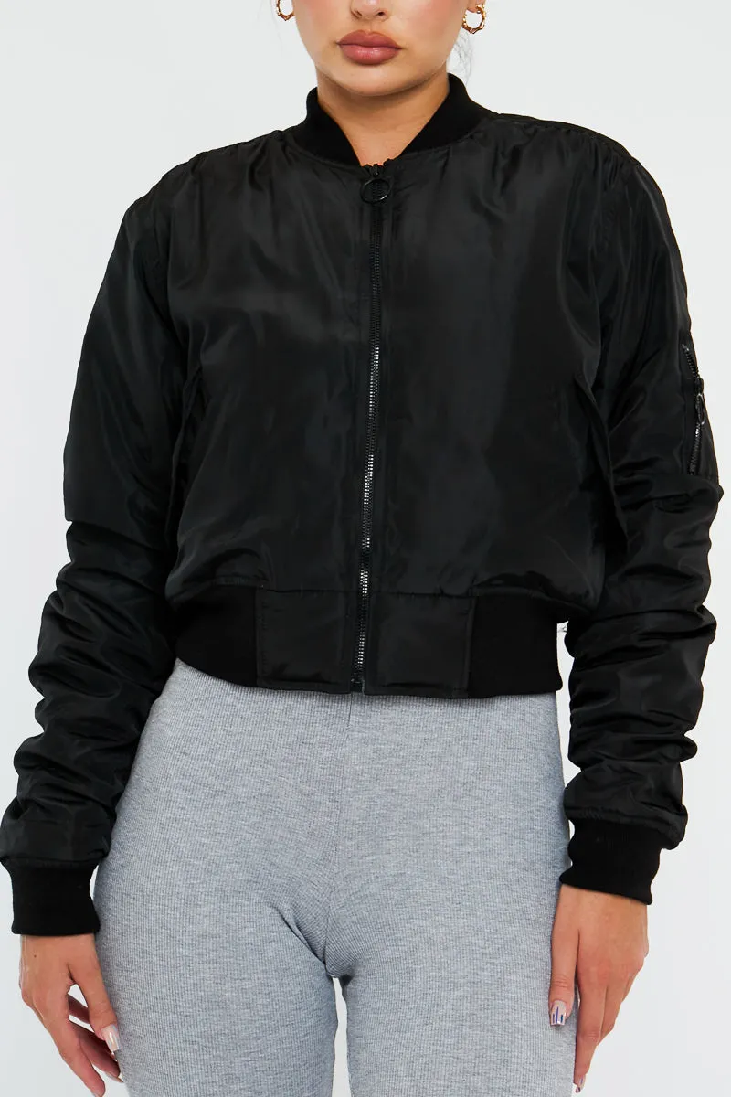 Black Zip Front Bomber Jacket - Jiya sold by Rebellious Fashion product image thumbnail 3