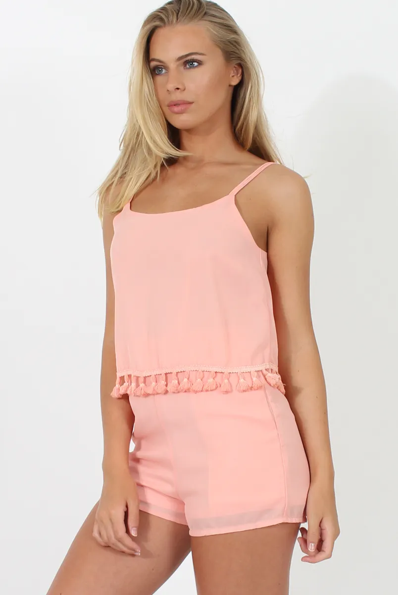 Pink Tassel Layered Playsuit - Charlie sold by Rebellious Fashion product image thumbnail 3