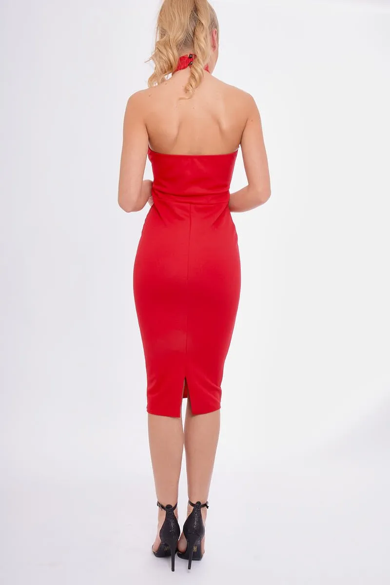 Red Mesh Panel Midi Dress - Layla sold by Rebellious Fashion product image thumbnail 5