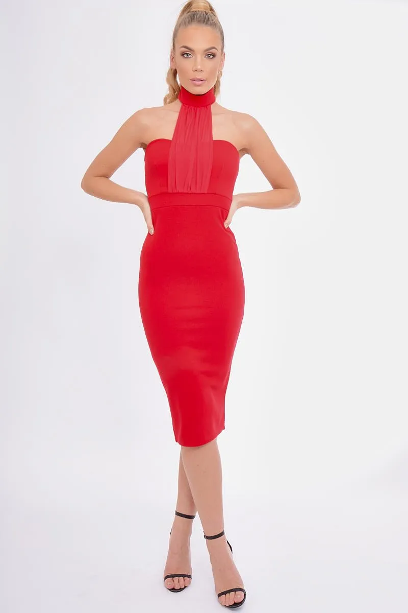 Red Mesh Panel Midi Dress - Layla sold by Rebellious Fashion product image thumbnail 2