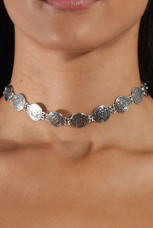 Silver Medallion Chain Choker - Fortuna made by Rebellious Fashion