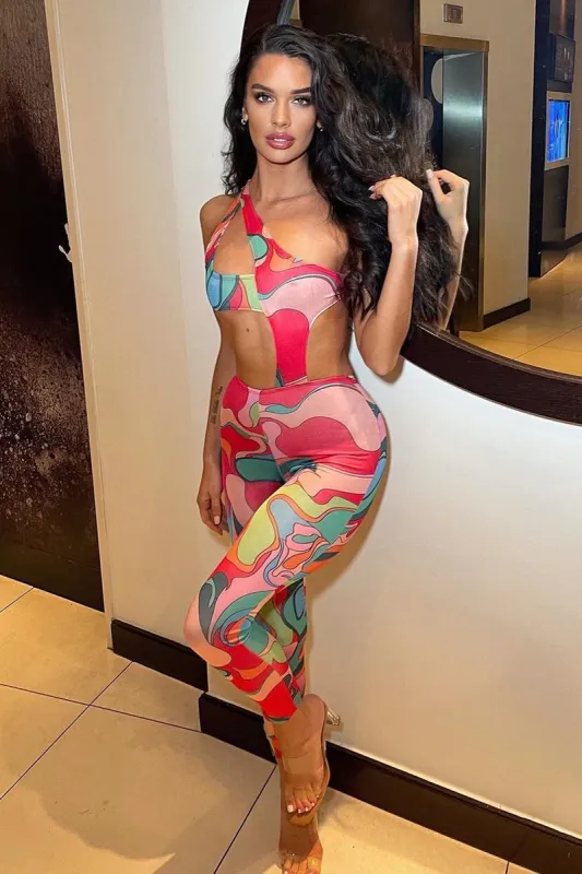 Multi Print Cut Out Jumpsuit - Ishani sold by Rebellious Fashion