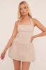 Beige Ruched Halter Neck Puffball Mini Dress - Anessa sold by Rebellious Fashion