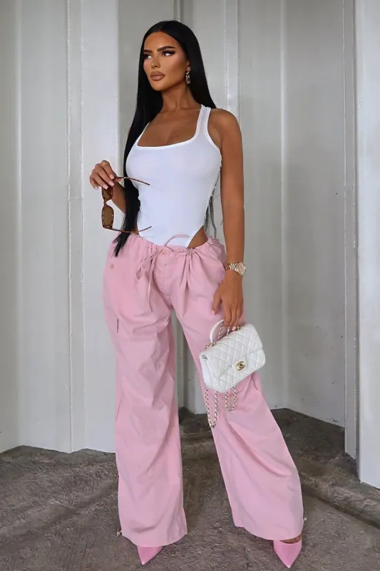 Pink Toggle Detail Parachute Cargo Trousers - Ayana made by Rebellious Fashion