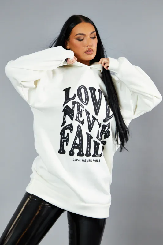 Cream Oversized Slogan Hoodie - Kriss sold by Rebellious Fashion