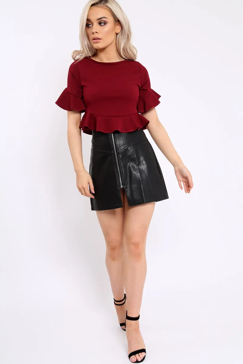 Wine Frill Hem Crop Top - Iyannah sold by Rebellious Fashion product image thumbnail 2