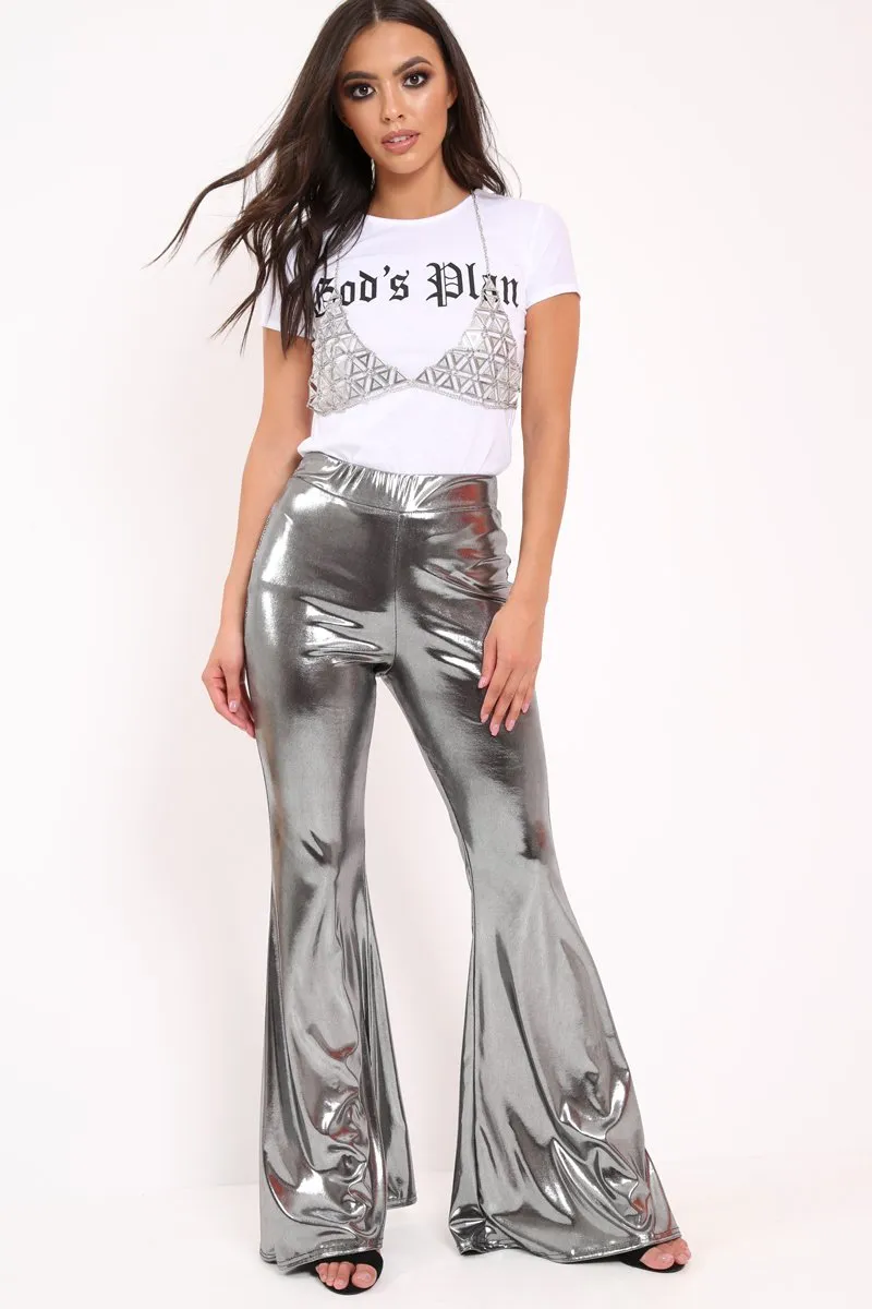 Silver Triangular Glitter Chain Bra - Bibi sold by Rebellious Fashion product image thumbnail 3