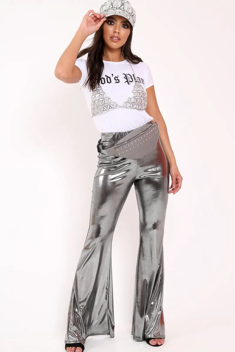 Silver Triangular Glitter Chain Bra - Bibi sold by Rebellious Fashion product image thumbnail 2