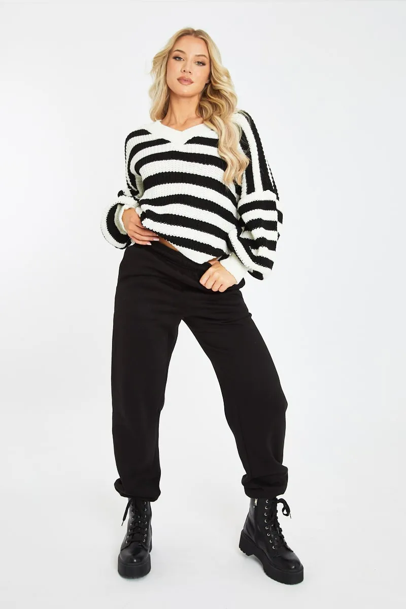 White Striped Chunky Knit Oversized Cardigan - Pedra sold by Rebellious Fashion product image thumbnail 4