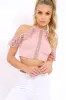 Rose Halter Neck Frill Cold Shoulder Crop Top - Carlie sold by Rebellious Fashion