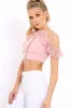 Rose Halter Neck Frill Cold Shoulder Crop Top - Carlie sold by Rebellious Fashion