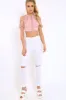Rose Halter Neck Frill Cold Shoulder Crop Top - Carlie sold by Rebellious Fashion