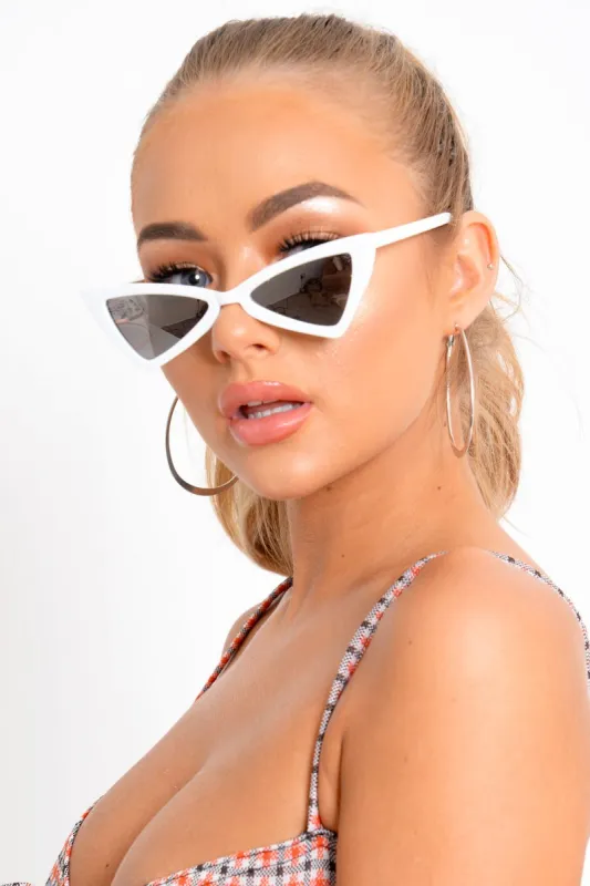 White Triangle Cat Eye Sunglasses - Bristyl sold by Rebellious Fashion