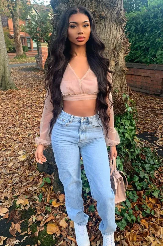 Rose Gold Metallic Mesh Crop Top - Katy sold by Rebellious Fashion