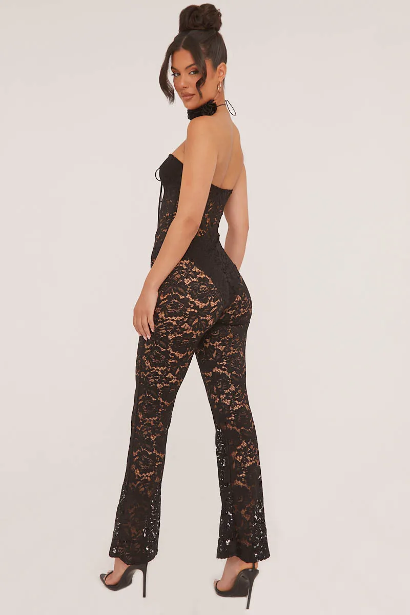 Black Lace Lace Up Detail Bandeau Jumpsuit - Jessica sold by Rebellious Fashion product image thumbnail 4