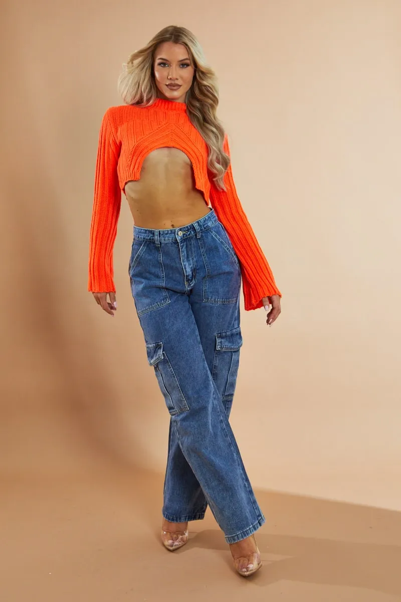 Blue Cargo Pocket Wide Leg Jeans - Dale sold by Rebellious Fashion product image thumbnail 2