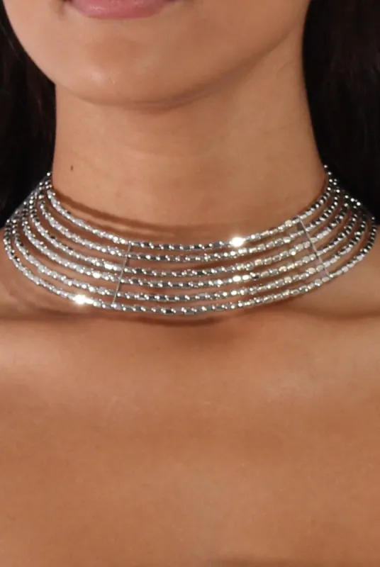 Silver Shimmer Structured Choker - Aja sold by Rebellious Fashion