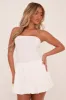 White Bandeau Drop Waist Puffball Detail Mini Dress - Saffiya sold by Rebellious Fashion