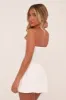 White Bandeau Drop Waist Puffball Detail Mini Dress - Saffiya sold by Rebellious Fashion