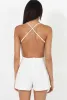 White Crochet Cross Back Playsuit- Quinn sold by Rebellious Fashion