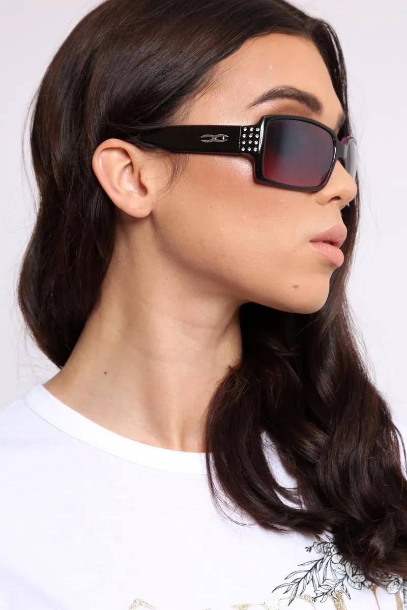 Purple Diamante Square Frame Sunglasses - Liona sold by Rebellious Fashion product image thumbnail 2