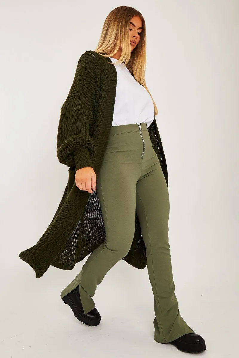 Khaki Balloon Sleeve Maxi Knit Cardigan - Imara sold by Rebellious Fashion product image thumbnail 3