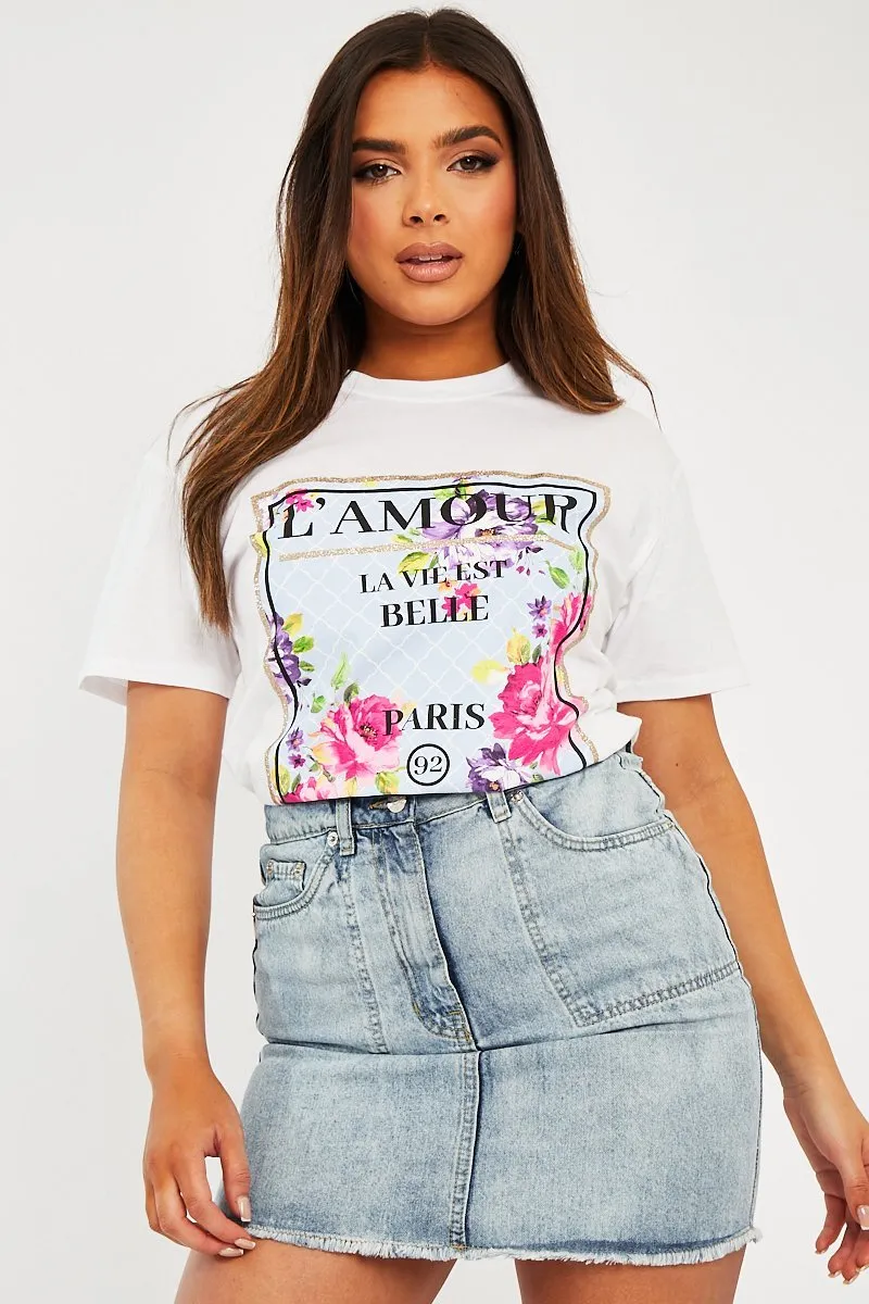 White L'amour Slogan Graphic T-shirt - Leighna sold by Rebellious Fashion product image thumbnail 2