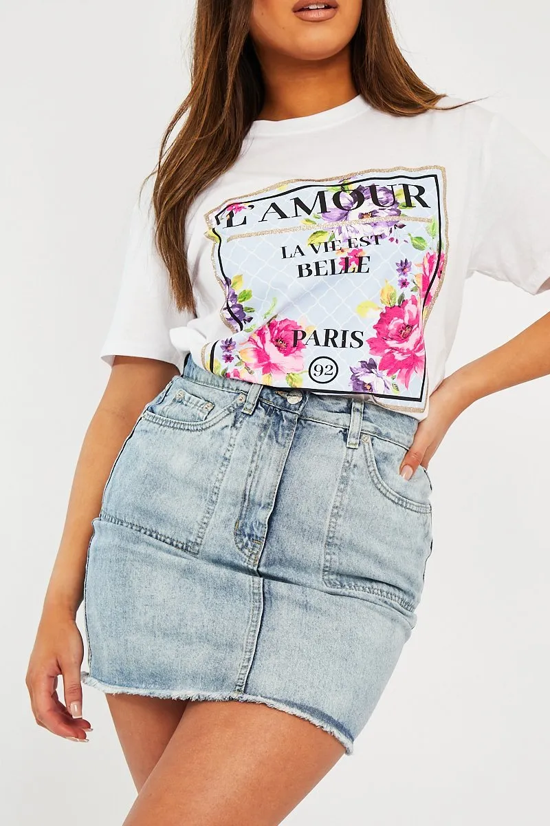 White L'amour Slogan Graphic T-shirt - Leighna sold by Rebellious Fashion product image thumbnail 3