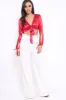 Red Satin Tie Front Top - Gweneth sold by Rebellious Fashion