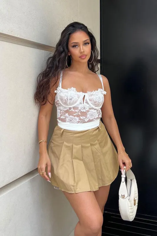 White Lace Cupped Bodysuit - Cyan sold by Rebellious Fashion