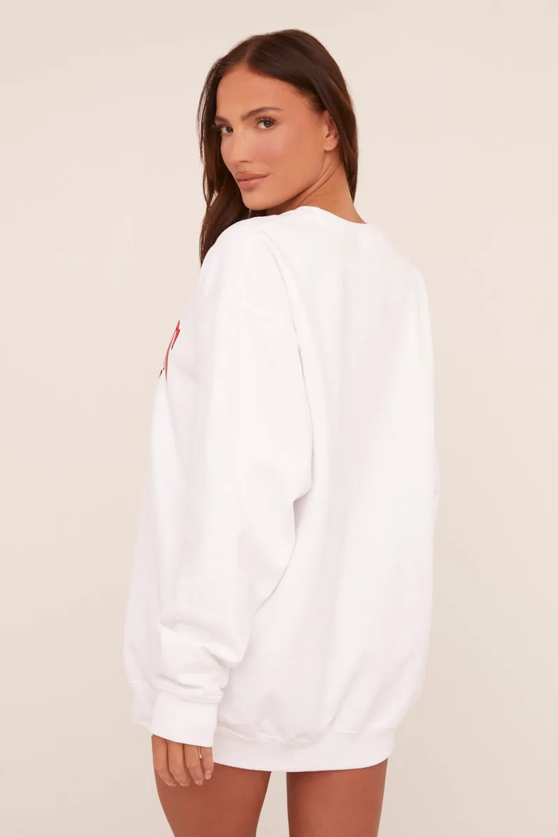 White Cherry Print Oversized Sweatshirt Mini Dress - Jerry sold by Rebellious Fashion product image thumbnail 5